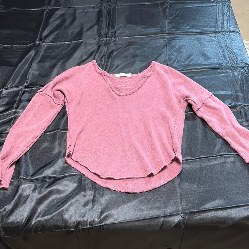 We The Free Pink Crop Relaxed Sweatshirt